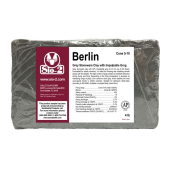 SIO-2® Berlin Grey Stoneware Clay with Impalpable Grog, 4 lb Sample